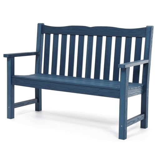 Blue Outdoor Bench for 2 People and 800 lbs Weight Capacity