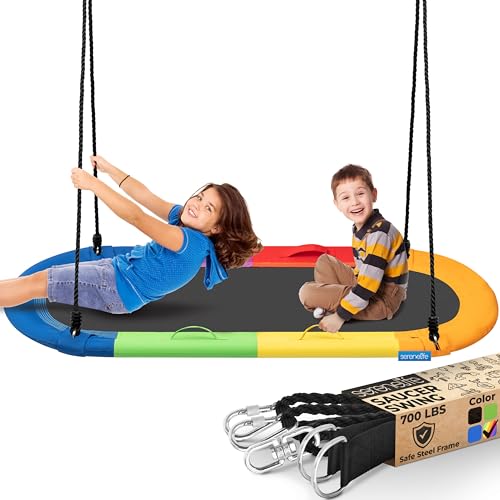 Outdoor Saucer Swing for Kids - Weatherproof and Supportive up to 700 lbs