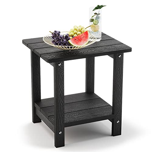 Black Weather-Resistant Adirondack Side Table for Patio and Porch