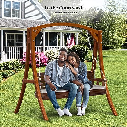 Rustic Farmhouse Heavy Duty Porch Swing, 880 LBS Capacity, Extra Cushion | 5 FT